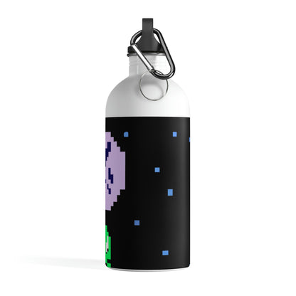 "Lonely Witness of the Night Sky" - The Alien Stainless Steel Water Bottle Pixel Art