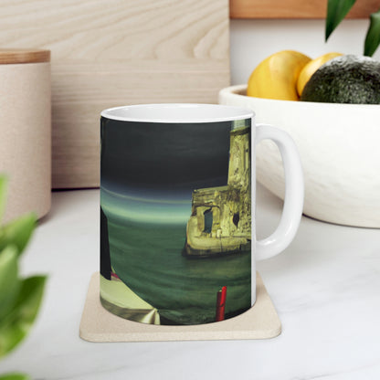 "A Beacon of Romance: An Intimate Candlelight Dinner in a Forgotten Lighthouse" - The Alien Ceramic Mug 11 oz