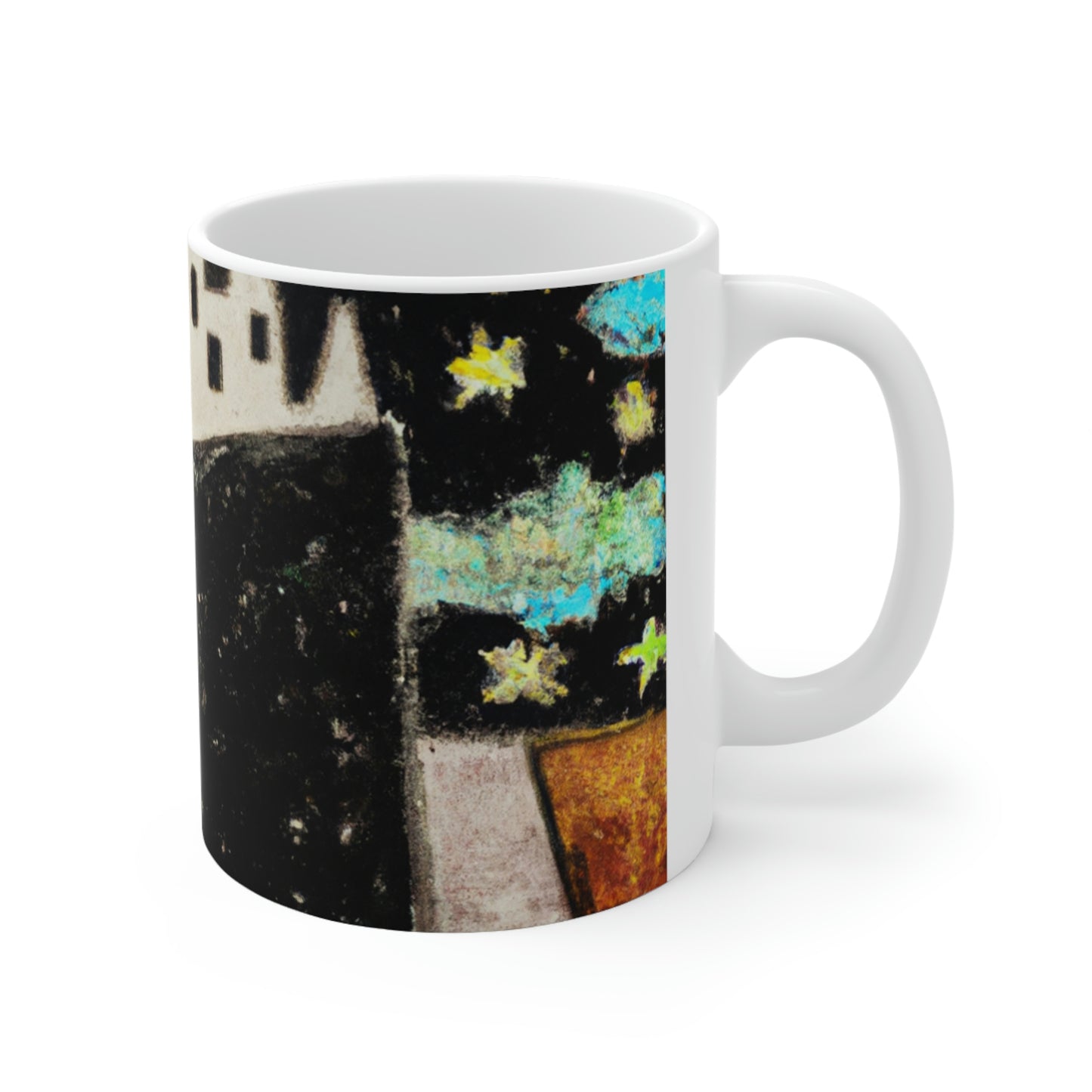 "Cosmic Oasis: A Journey to a Floating City Amid the Sea of Stars" - The Alien Ceramic Mug 11 oz