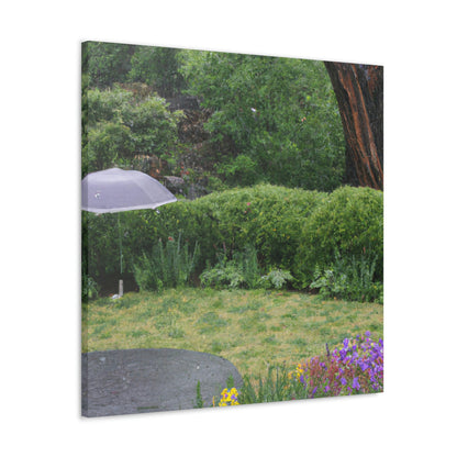 "Rainy Refuges: Uncovering the Fortune of a Garden Under an Umbrella" - The Alien Canva