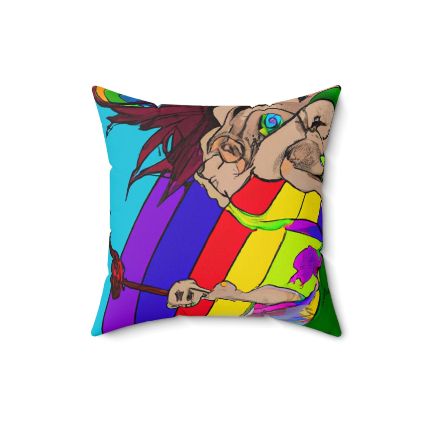 Rainbow Mischief Fairy - The Alien Square Pillow