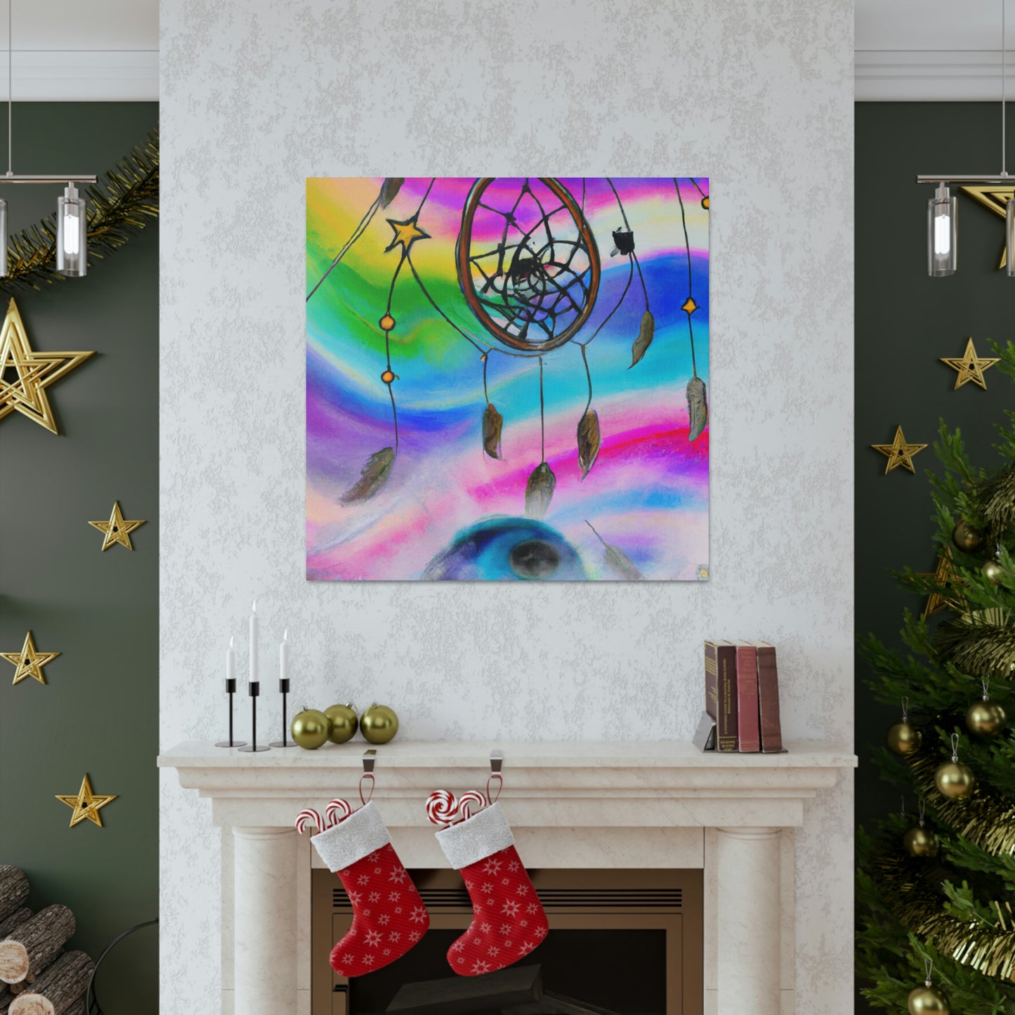 "A Galaxy of Dreams: A Colorful Dreamcatcher Captures Falling Stardust" - The Alien Canva