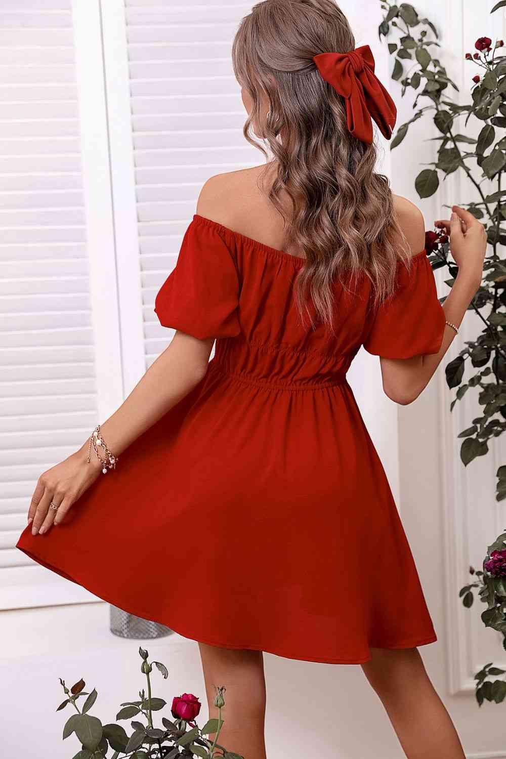 Off-Shoulder A-Line Mini Dress