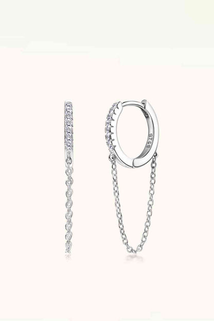 Moissanit 925 Sterling Silber Huggie Ohrringe mit Kette