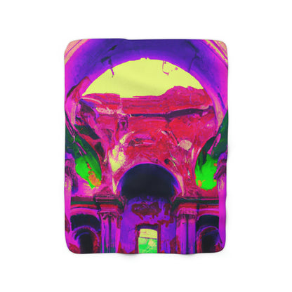 Mystical Madness: Crazy Colors in the Forgotten Cathedral - The Alien Sherpa Fleece Blanket