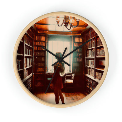 "The Enchanted Library Maze" - The Alien Wall Clock