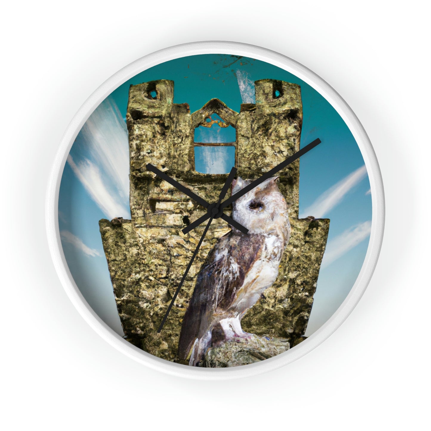 "A Sentinal Among Ruins: An Unstirred Owl's Perch" - The Alien Wall Clock