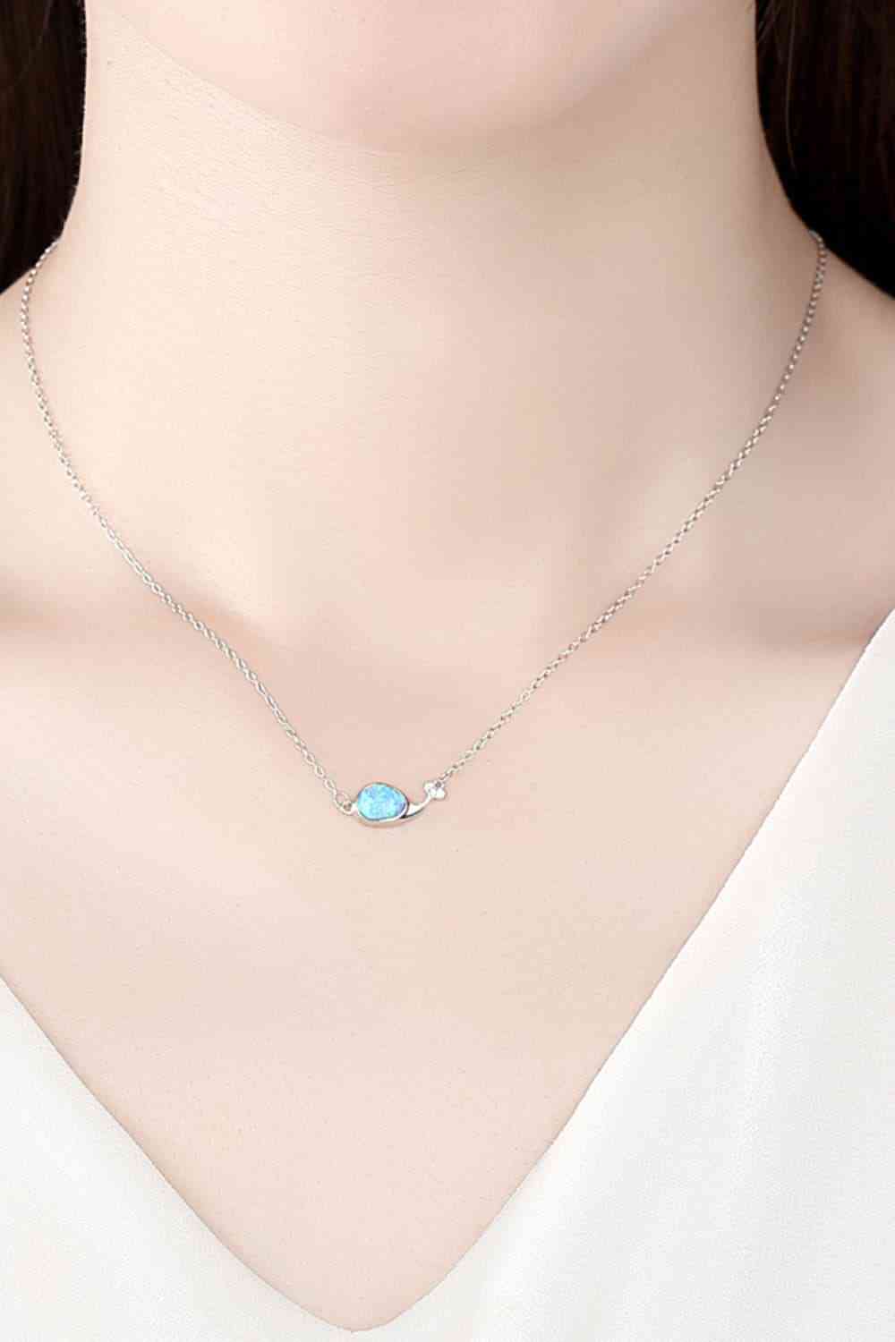 Opal-Delphin-Halskette aus 925er-Sterlingsilber