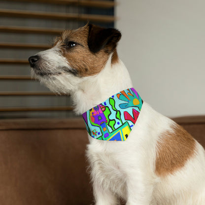 "Un jardín místico de pétalos de arco iris" - El collar de bandana para mascotas alienígenas