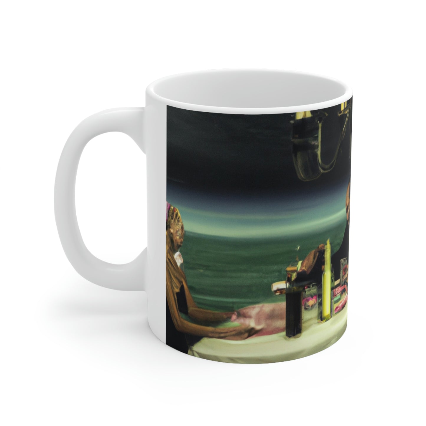 "A Beacon of Romance: An Intimate Candlelight Dinner in a Forgotten Lighthouse" - The Alien Ceramic Mug 11 oz
