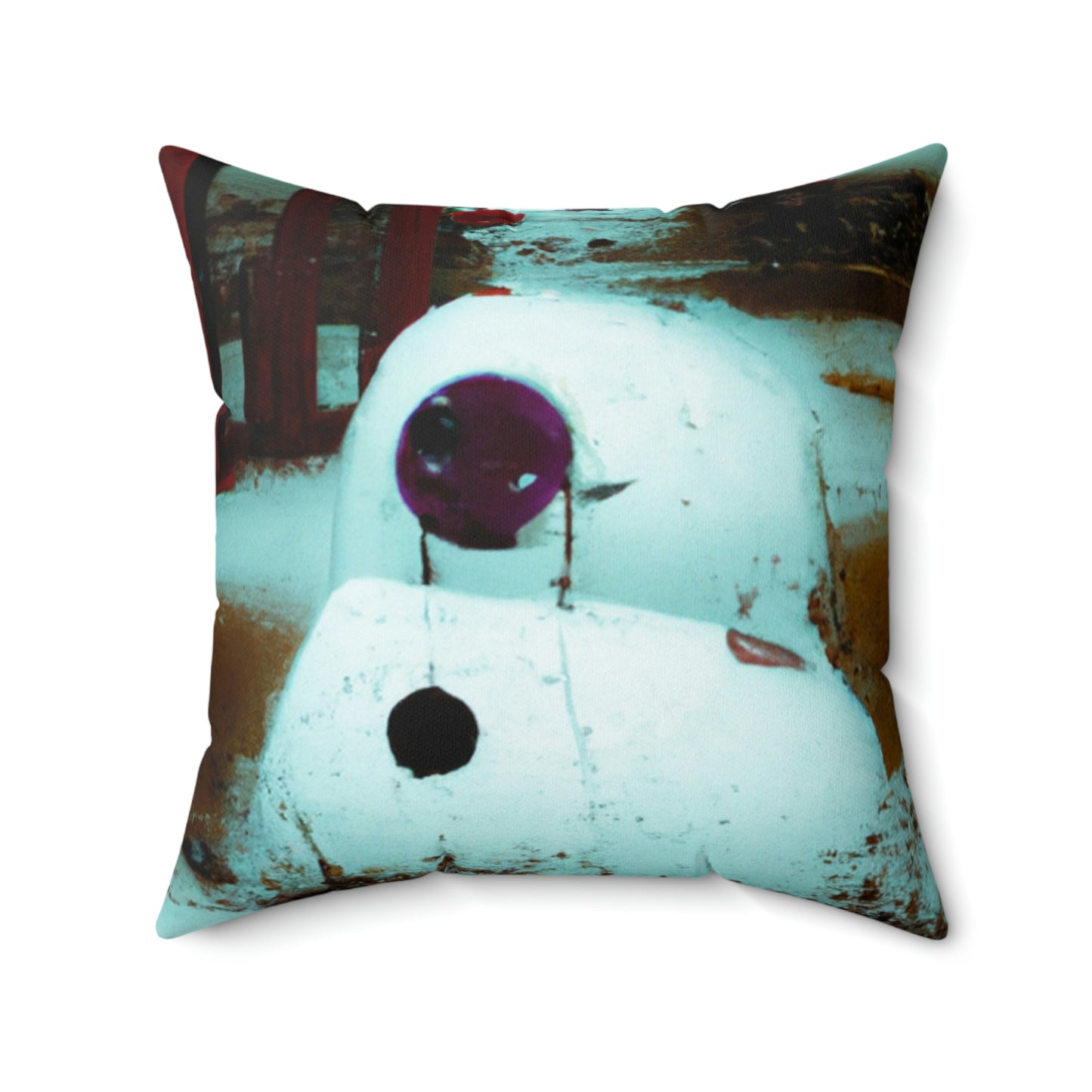 "Melancholy Snowman in a Silent Playground" - The Alien Square Pillow