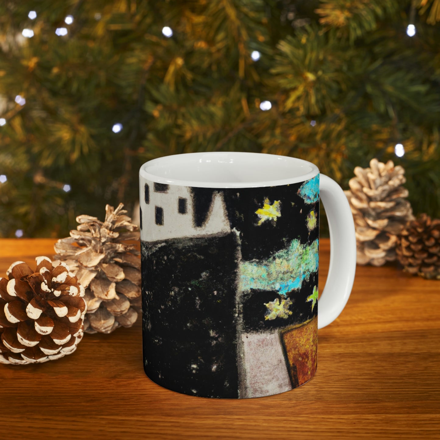 "Cosmic Oasis: A Journey to a Floating City Amid the Sea of Stars" - The Alien Ceramic Mug 11 oz