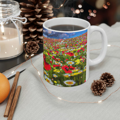 "A Blissful Tour of Floral Splendor" - The Alien Ceramic Mug 11 oz