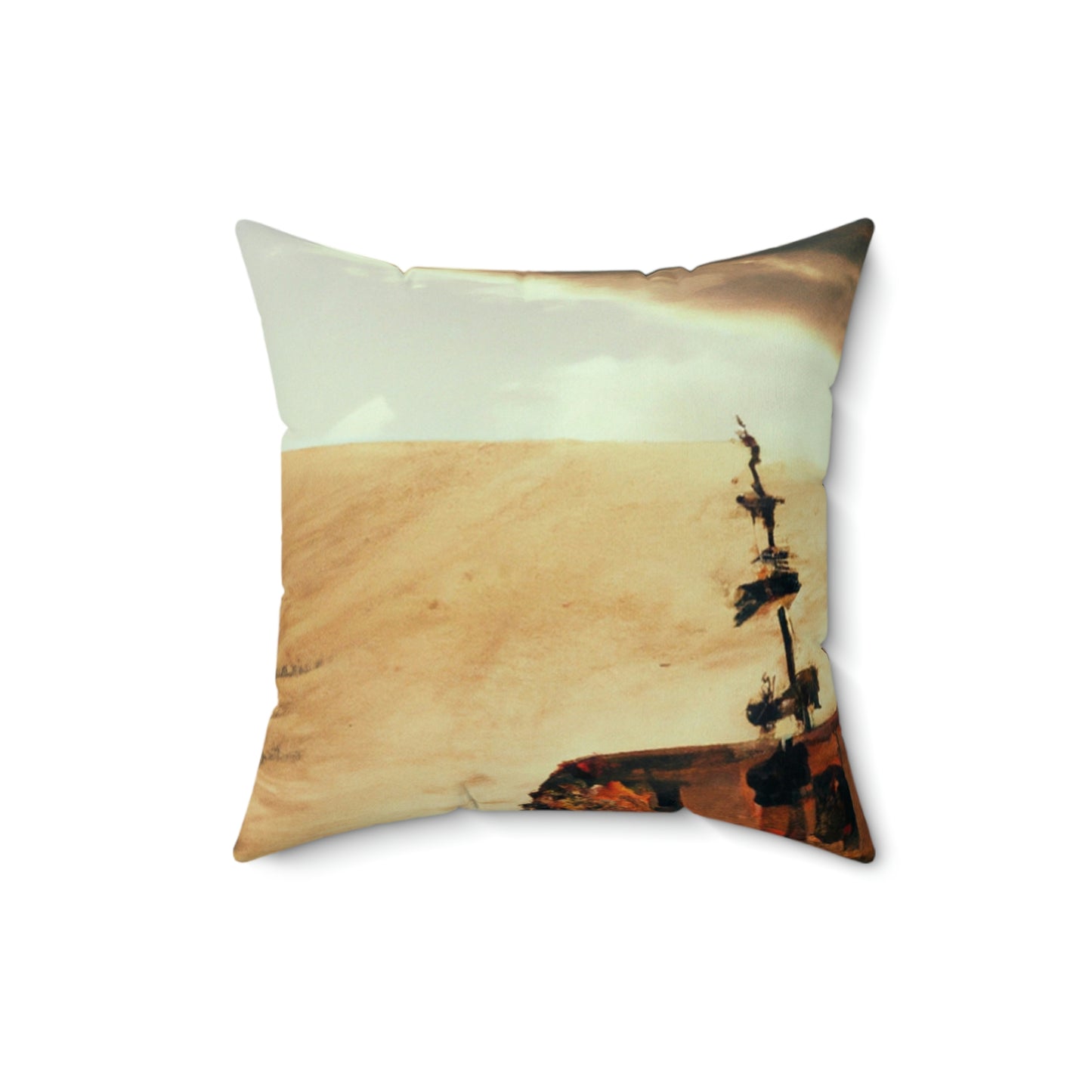 "Lost at Sea: Stranded On A Stormy Desert Island" - The Alien Square Pillow