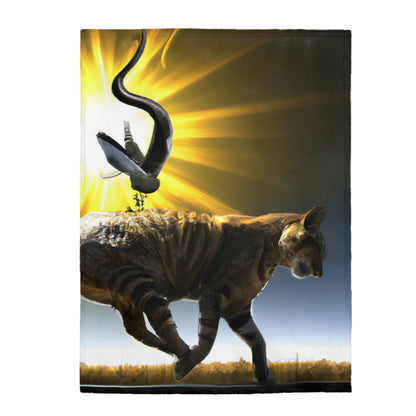 "A Purrfect Sunbeam Moment" - The Alien Velveteen Plush Blanket