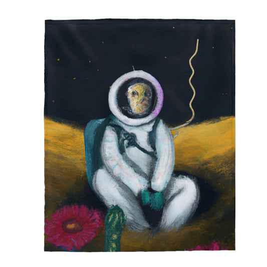 "Alone in the Dark: A Solitary Astronaut's Survival" - The Alien Velveteen Plush Blanket