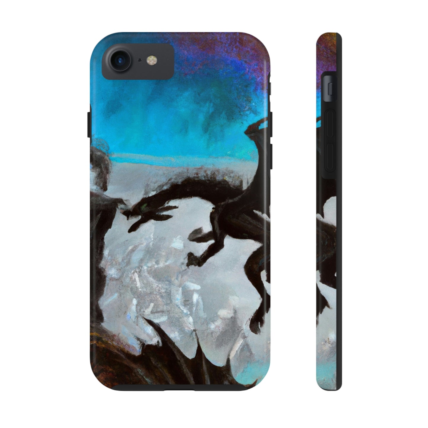 "Clash of Fire and Steel on the Moonlit Cliff" - The Alien Tough Phone Cases