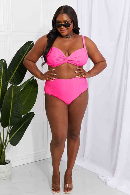 Marina West Swim Take A Dip Twist Hochhaus-Bikini in Rosa