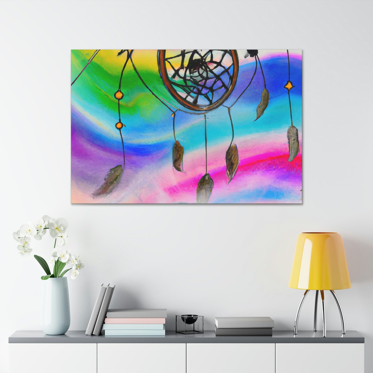 "A Galaxy of Dreams: A Colorful Dreamcatcher Captures Falling Stardust" - The Alien Canva