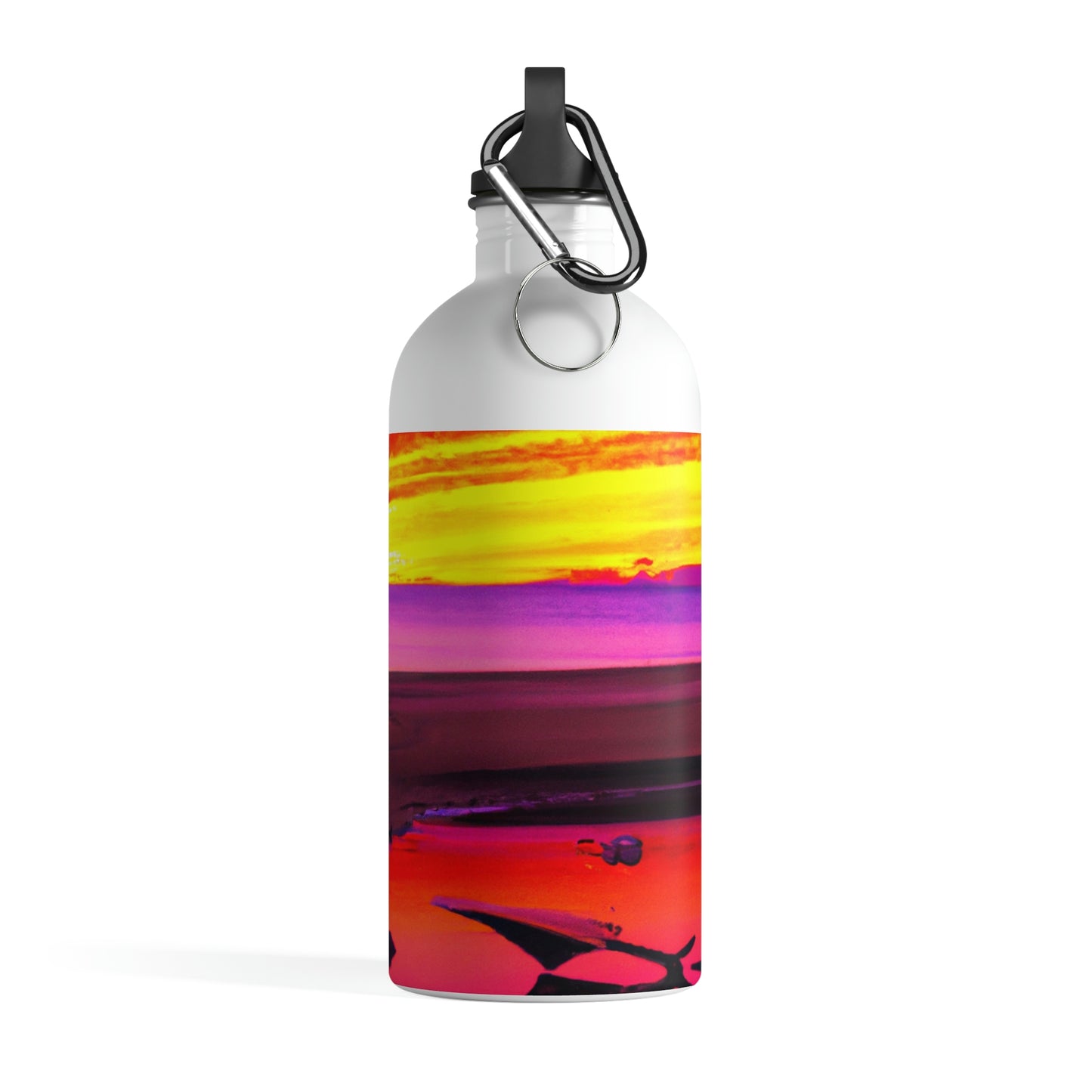 „Forgotten Solace: The Splendor of a Vibrant Sunset at an Abandoned Beach“ – Die Alien-Wasserflasche aus Edelstahl