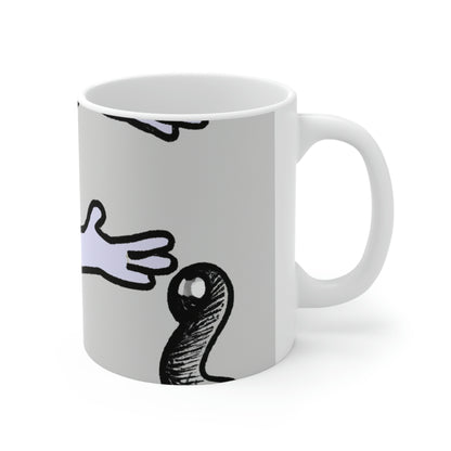 "A Blind Monk's Gentle Embrace of a Lost Dragonling" - The Alien Ceramic Mug 11 oz