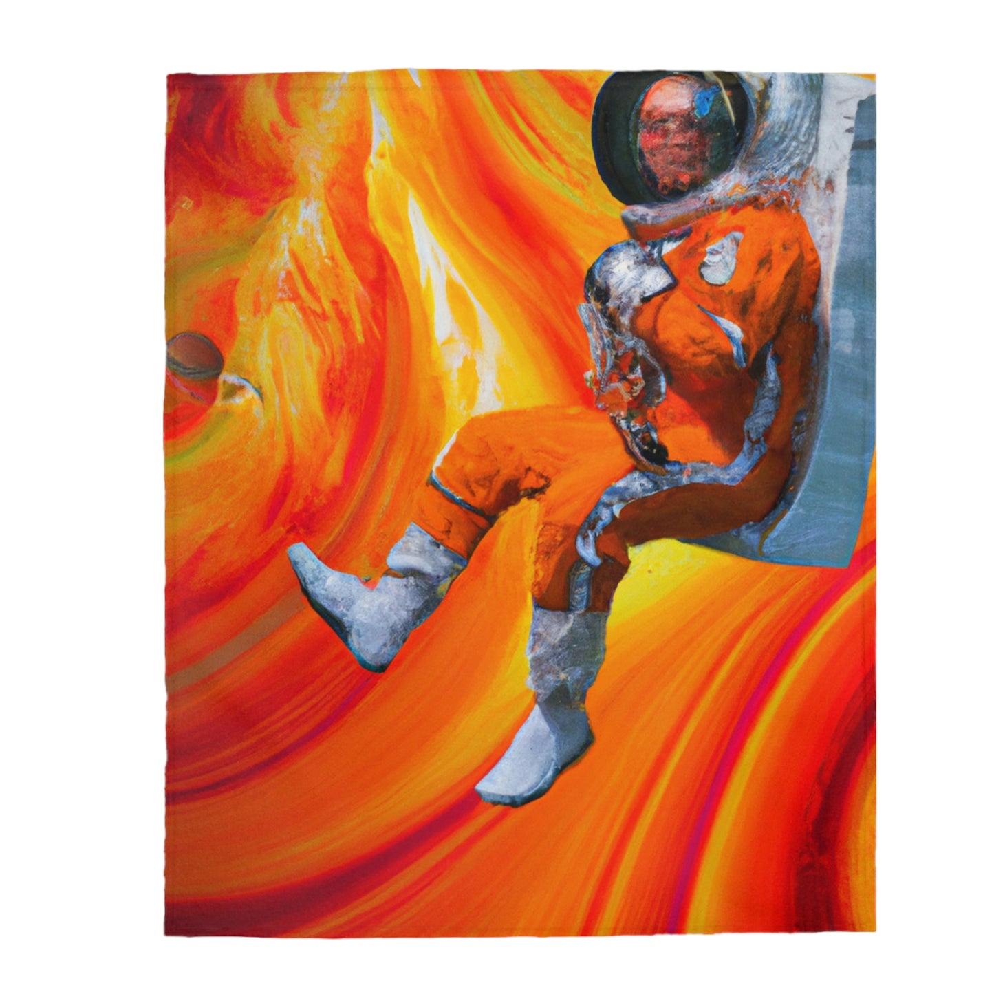 "Journeying in the Burning Orange Galaxy" - The Alien Velveteen Plush Blanket