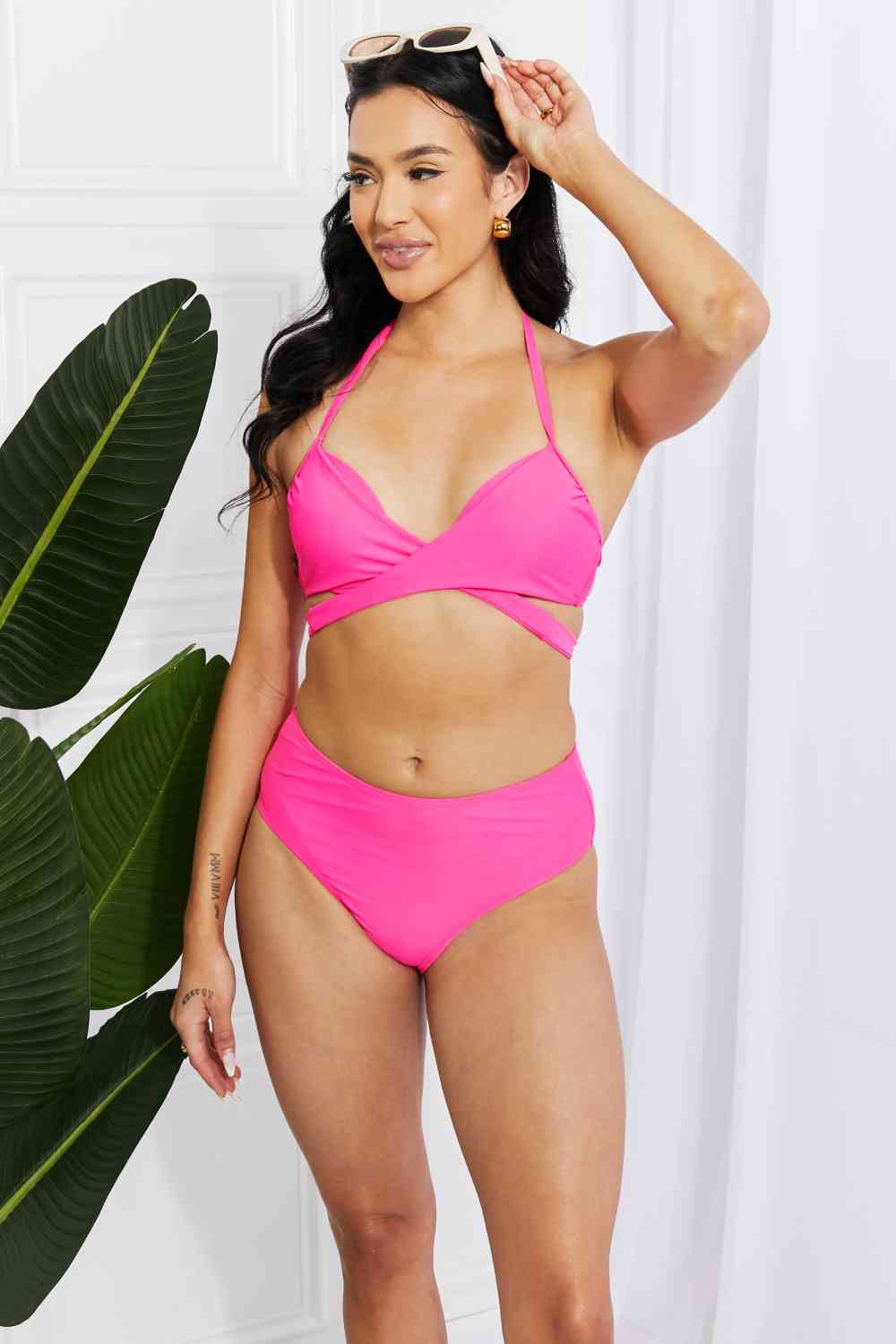 Marina West Swim Summer Splash Neckholder-Bikini-Set in Rosa