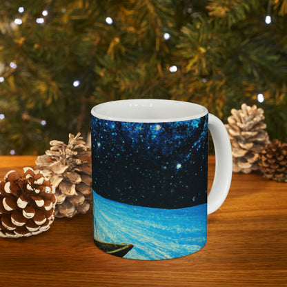 "Un viaje a la luz de las estrellas". - La Taza de Cerámica Alienígena 11 oz