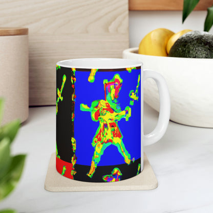 "Bailando con fuego y acero". - La Taza de Cerámica Alienígena 11 oz