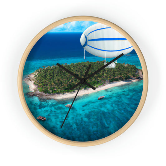 "Exploring Mystery Island by Airship" - The Alien Wall Clock