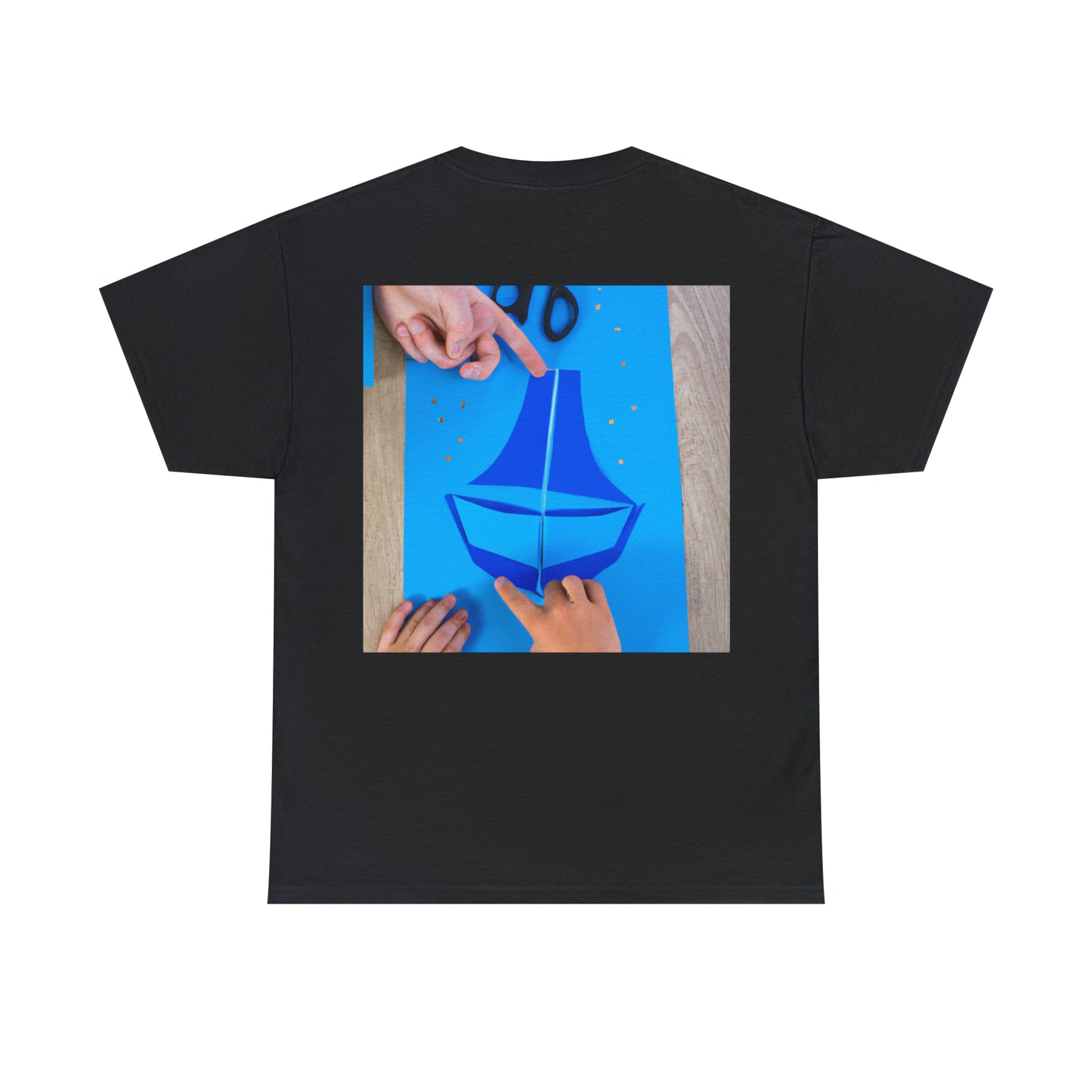 zwei kleine Kreise aus gelbem Tonpapier als Sonne

 Eine Reise zur Sonne: Ein blaues Boot und zwei Seeleute herstellen – Das Alien-T-Shirt