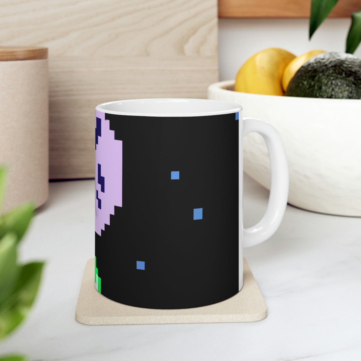 "Lonely Witness of the Night Sky" - The Alien Ceramic Mug 11 oz Pixel Art