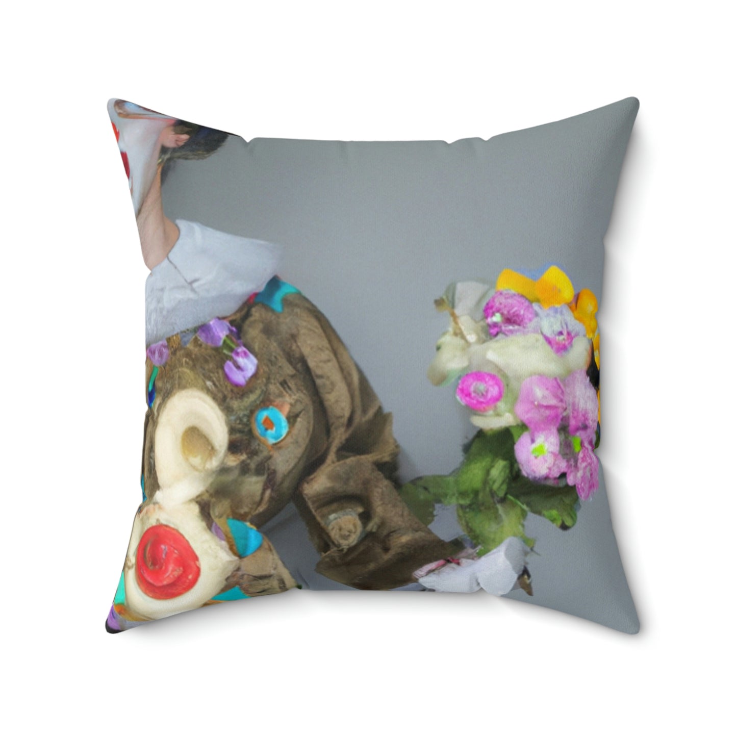 "Clowning Around with Balloons" - The Alien Square Pillow