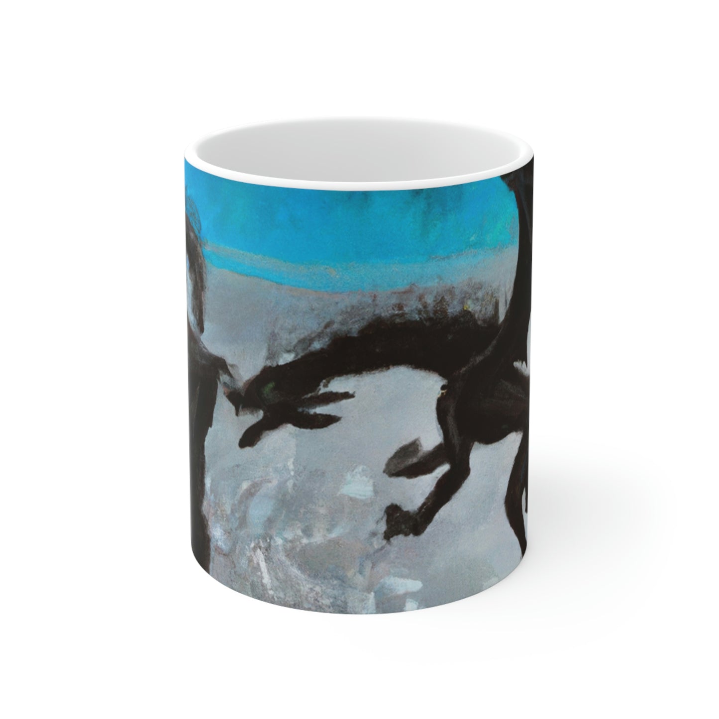 "Clash of Fire and Steel on the Moonlit Cliff" - The Alien Ceramic Mug 11 oz