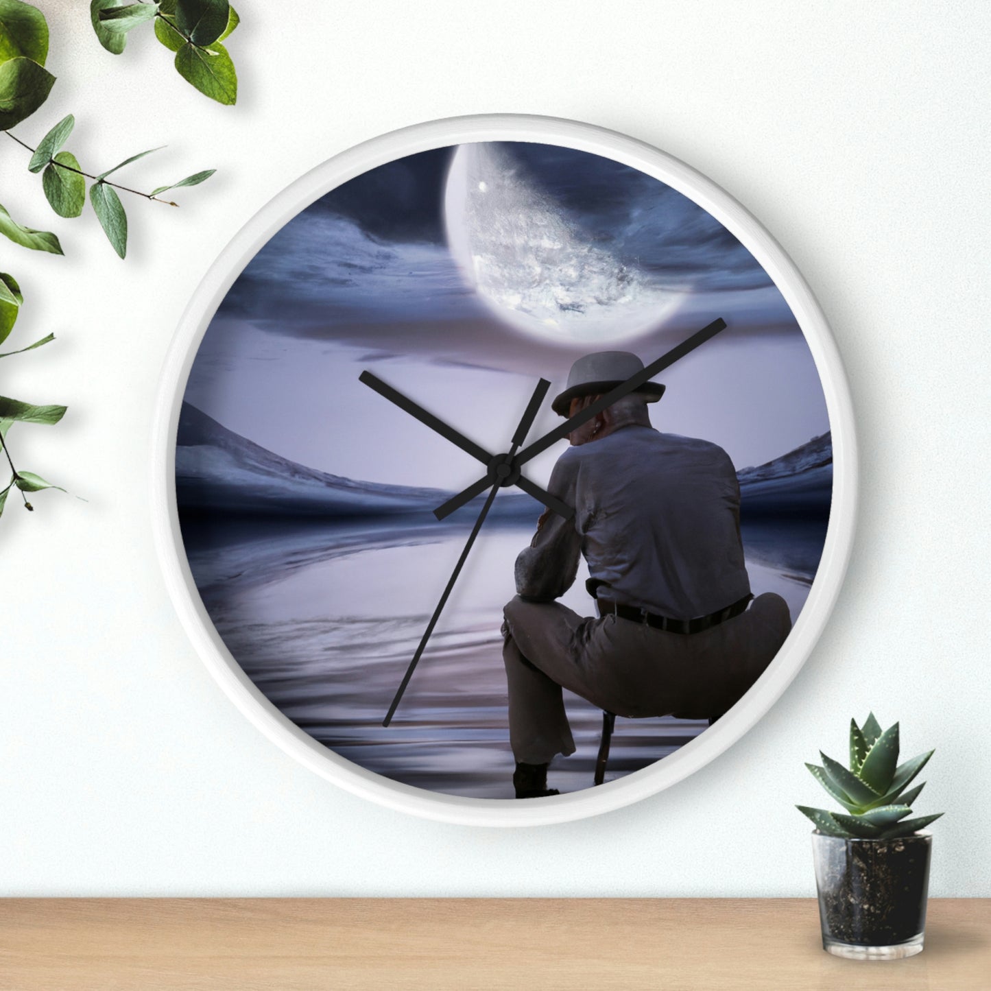 Moonlight Reflections on a Quiet Lake - The Alien Wall Clock