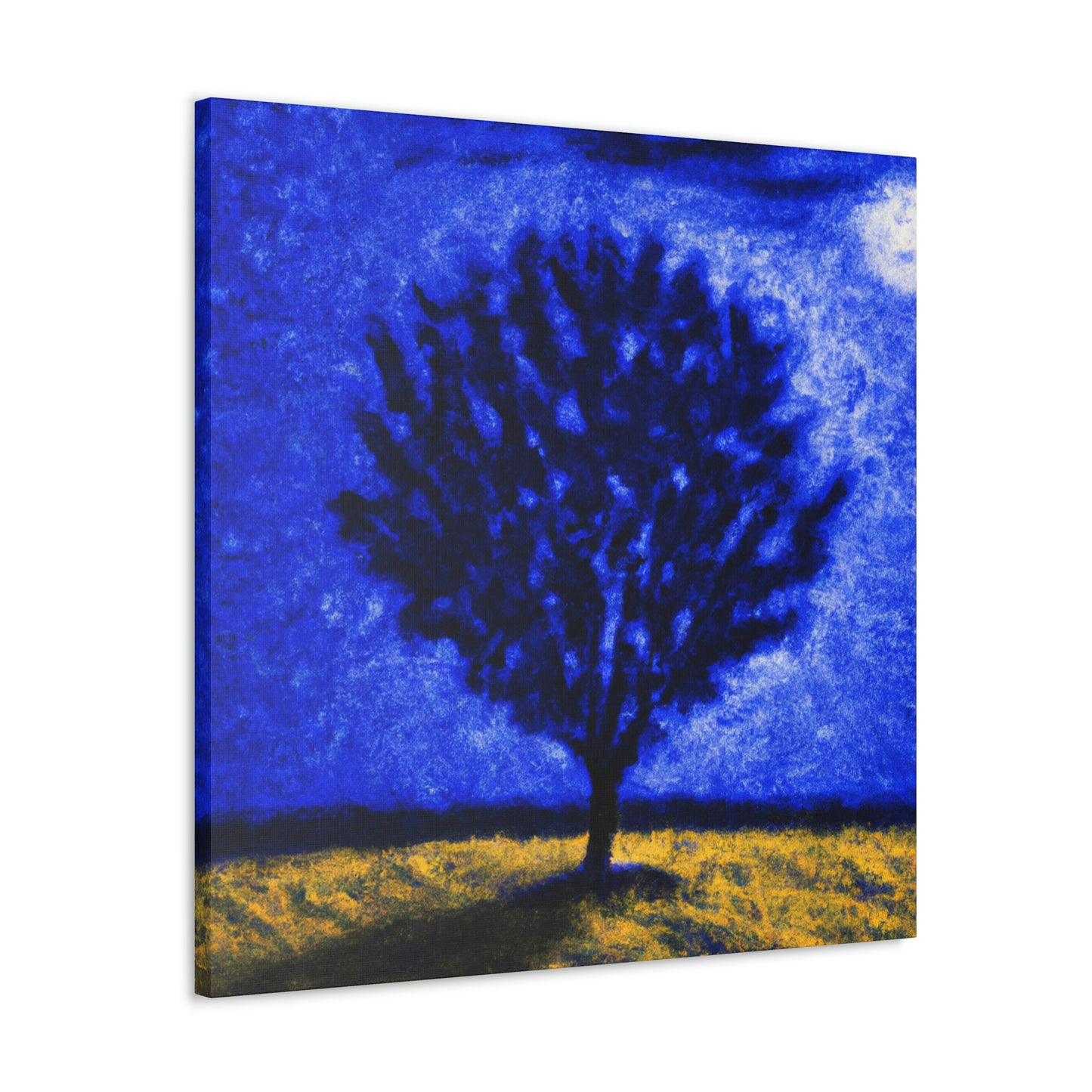 "A Lone Blue Tree in the Moonlight Field" - The Alien Canva