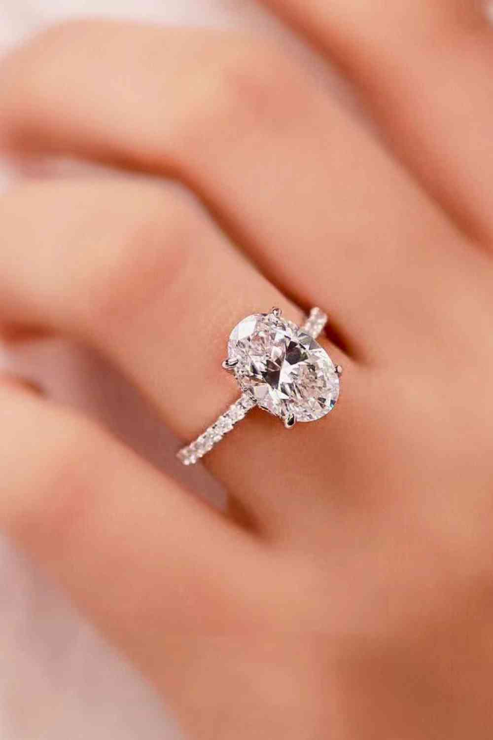 Platinum-Plated Side Stone 2 Carat Moissanite Ring