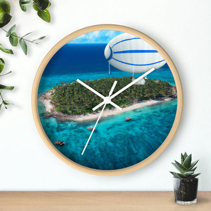 "Exploring Mystery Island by Airship" - The Alien Wall Clock