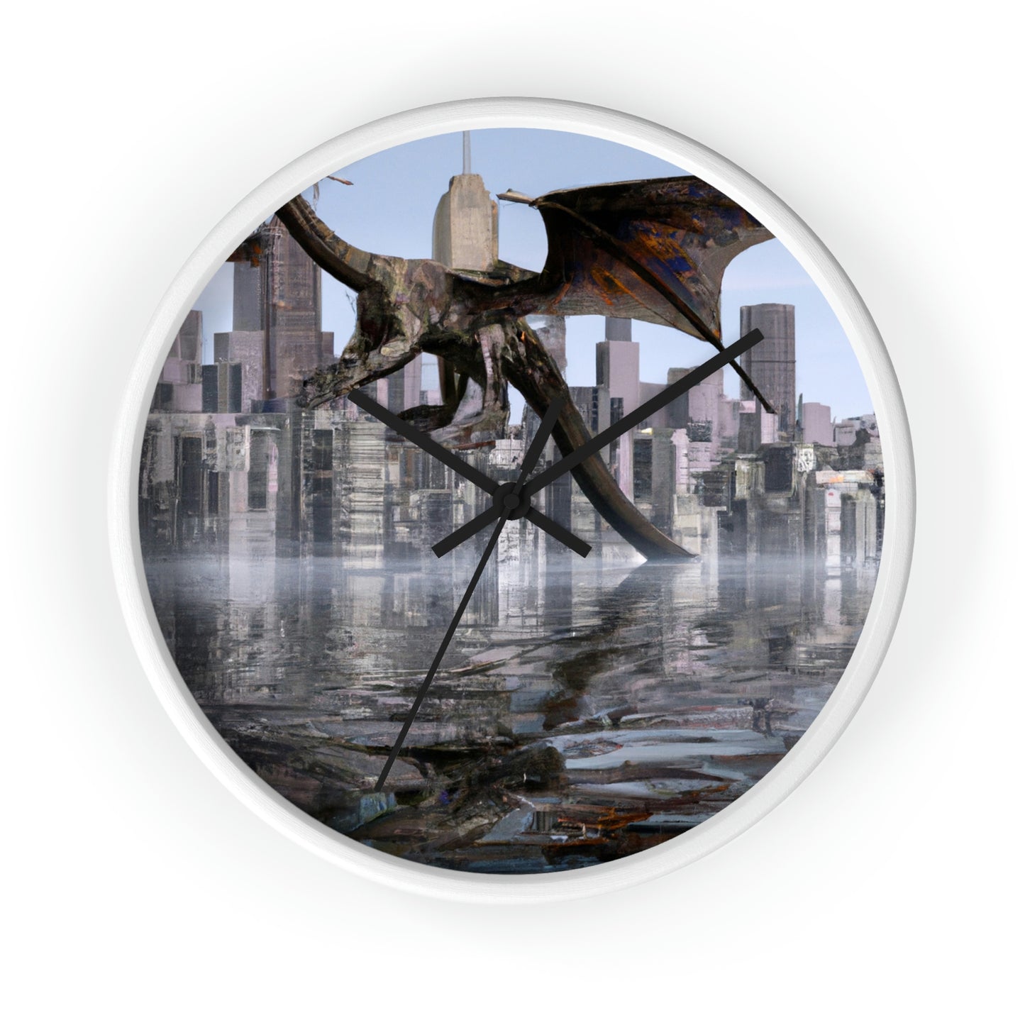 "Ascending the Deluge: A Dragon's Soaring Journey." - The Alien Wall Clock