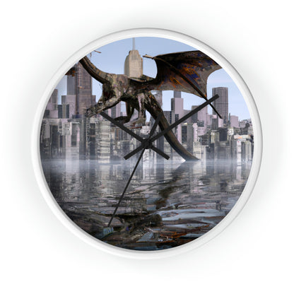 "Ascending the Deluge: A Dragon's Soaring Journey." - The Alien Wall Clock