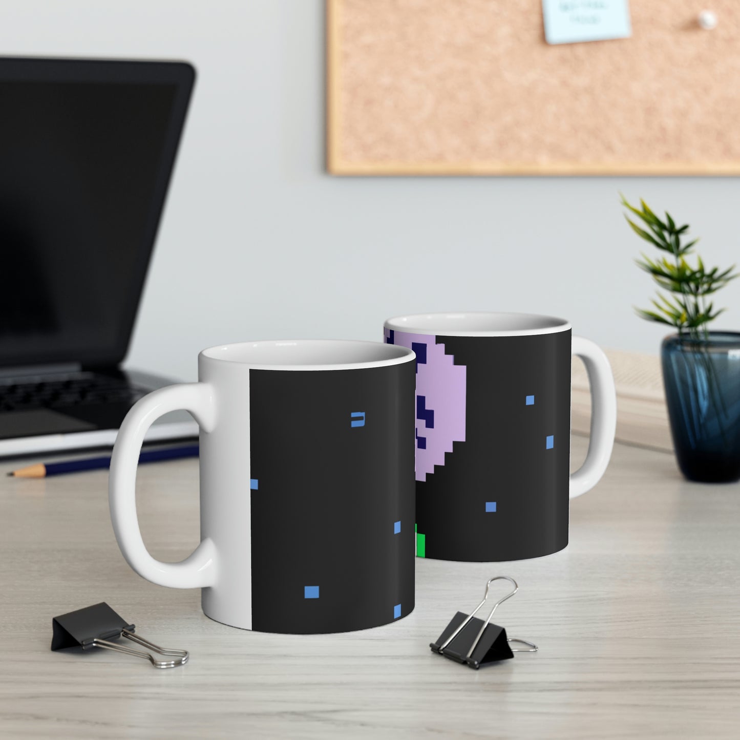 "Lonely Witness of the Night Sky" - The Alien Ceramic Mug 11 oz Pixel Art