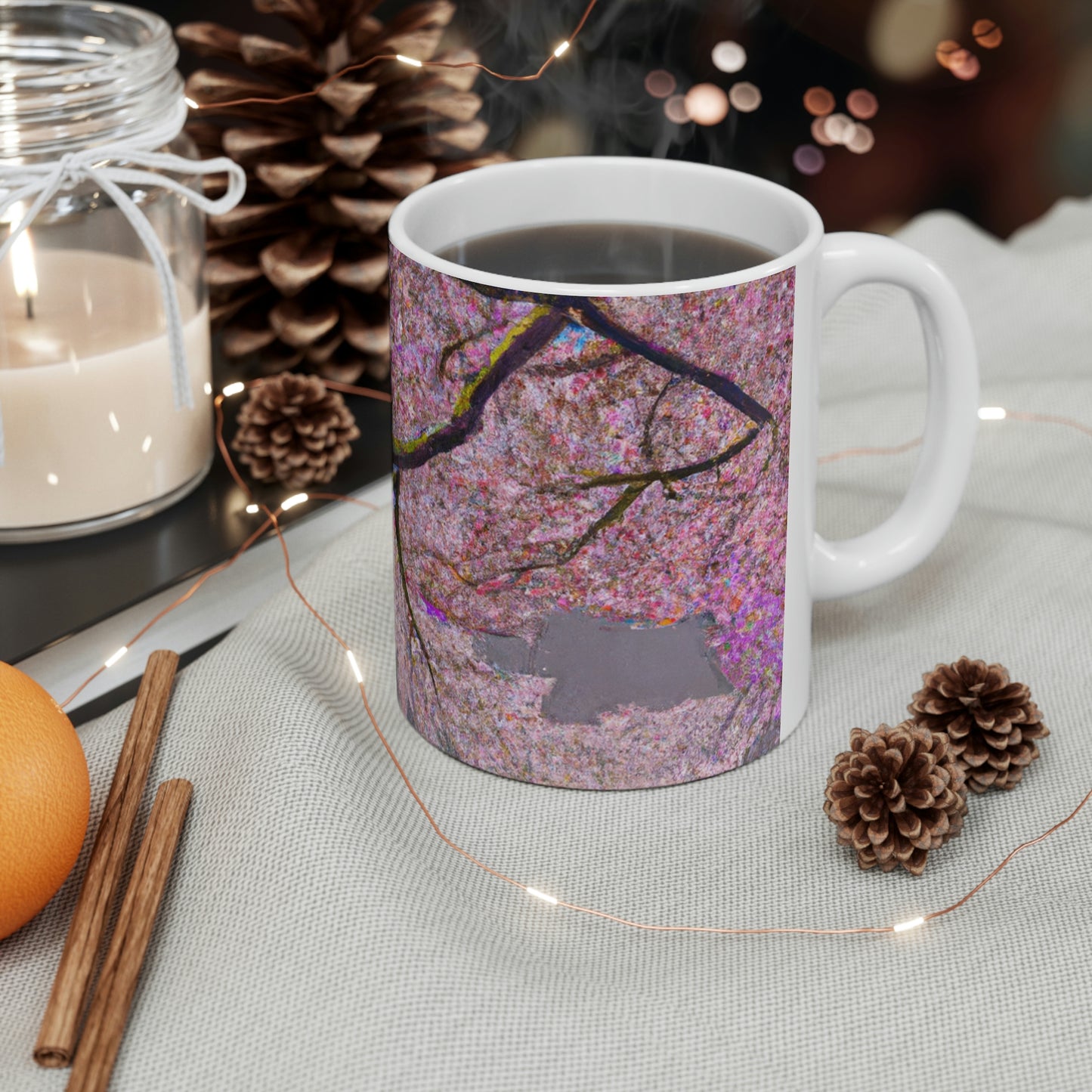 "Ein Moment der Ruhe unter den Kirschblüten" - The Alien Ceramic Mug 11 oz