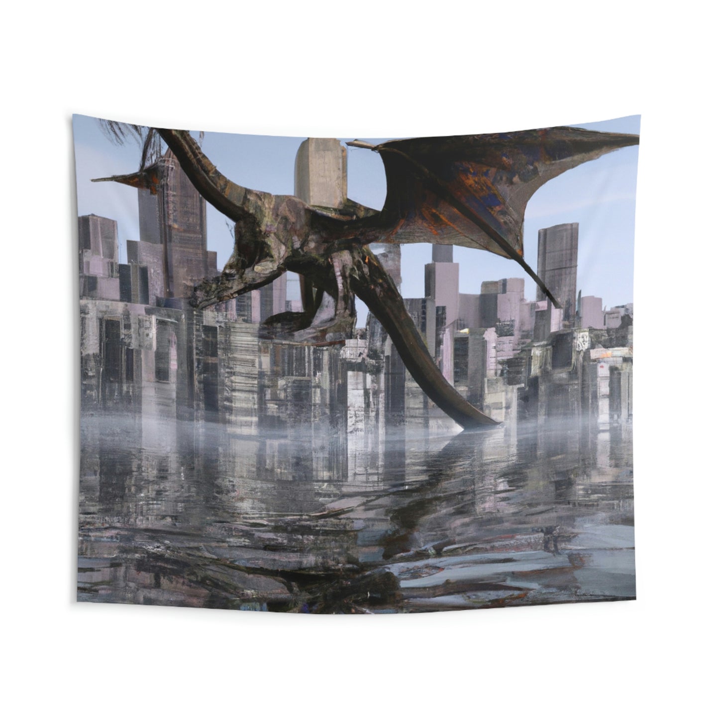 "Ascending the Deluge: A Dragon's Soaring Journey." - The Alien Wall Tapestries