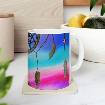 "A Galaxy of Dreams: A Colorful Dreamcatcher Captures Falling Stardust" - Taza de cerámica The Alien 11 oz