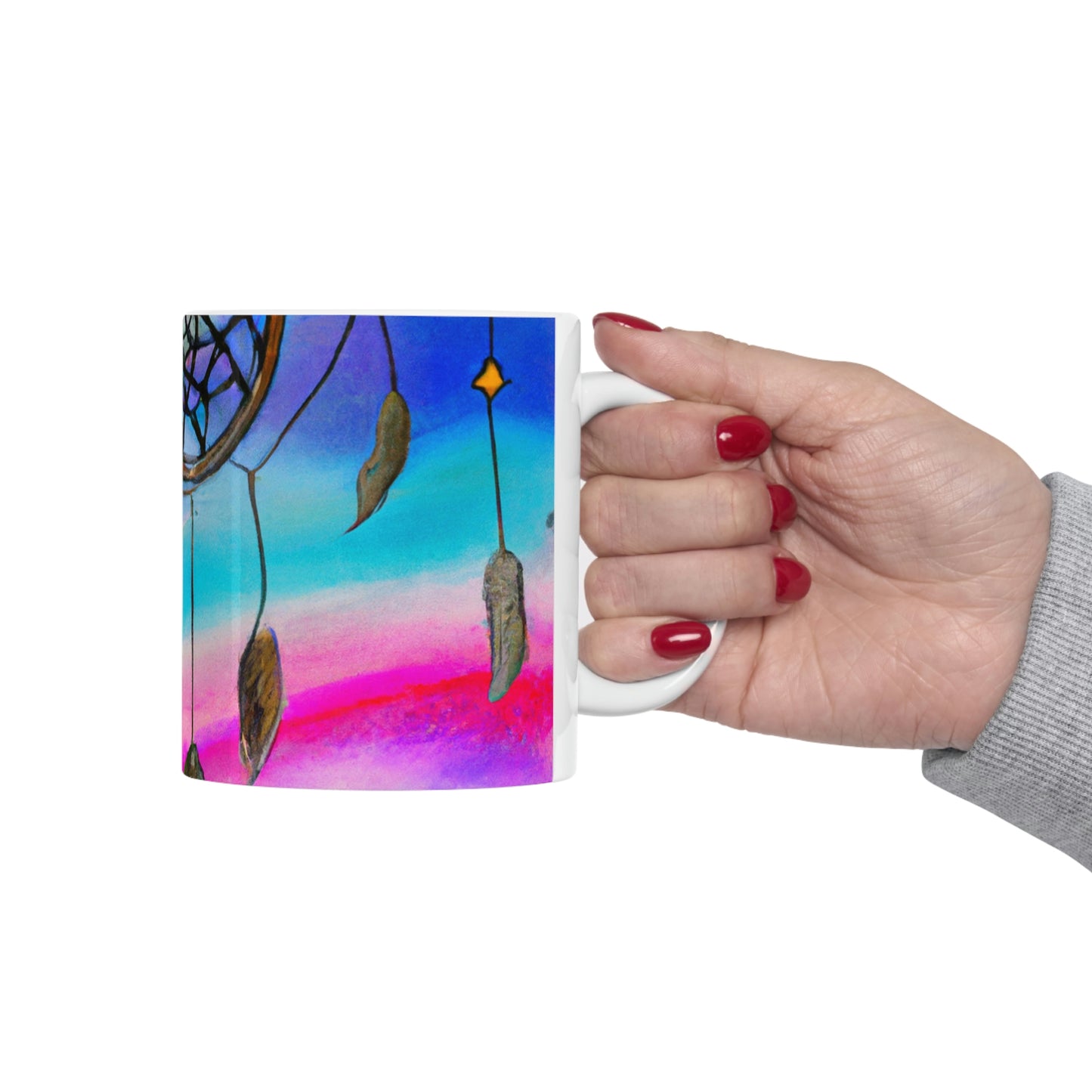 "A Galaxy of Dreams: A Colorful Dreamcatcher Captures Falling Stardust" - The Alien Ceramic Mug 11 oz