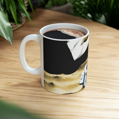 "Claiming Space: The Astronaut's Asteroid Flag Planting" - The Alien Ceramic Mug 11 oz