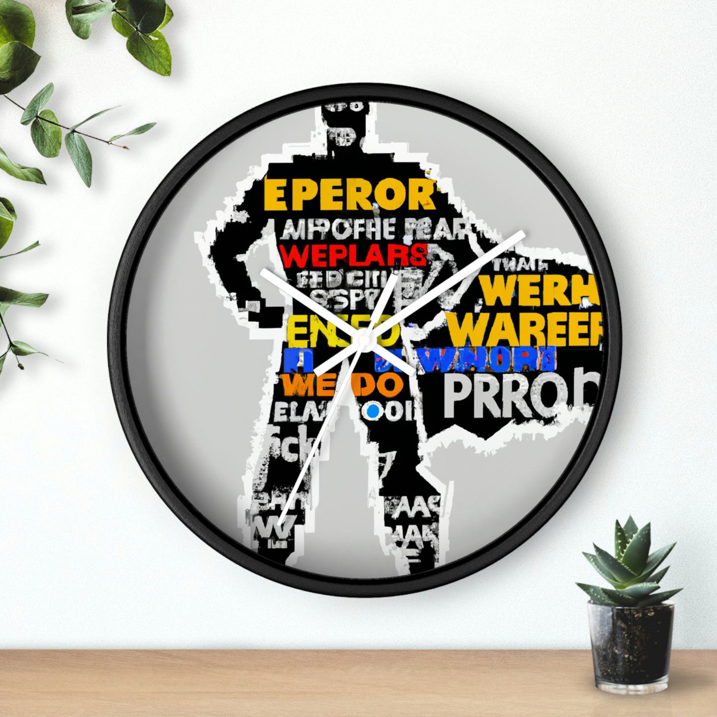 Superhelden-Wort-Pop-Art - die Alien-Wanduhr