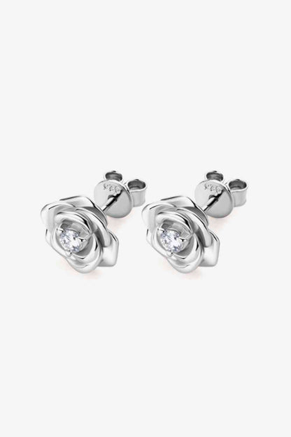 Bezaubernde Moissanit-Blume-Ohrringe aus 925er-Sterlingsilber