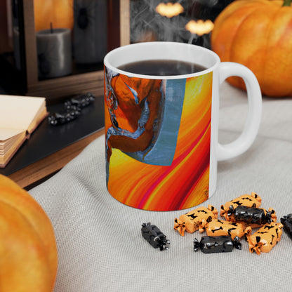 "Journeying in the Burning Orange Galaxy" - The Alien Ceramic Mug 11 oz