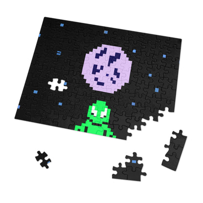 "Testigo solitario del cielo nocturno" - El rompecabezas alienígena Pixel Art